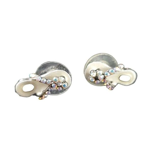 VINTAGE Costume Jewelry- Gold Silver Tone Beaded Gem Stone Pierced Earrings Lot - Picture 7 of 13